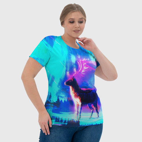 Женская футболка 3D с принтом Благородный олень, фото #4