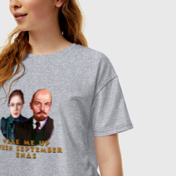 Женская футболка хлопок Oversize Wake Me Up Lenin - фото 2