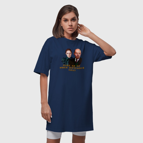 Платье-футболка хлопок Wake Me Up Lenin, цвет темно-синий - фото 5