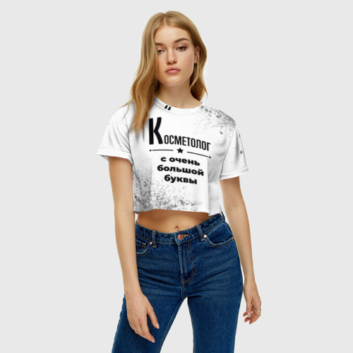 Женская футболка Crop-top 3D Косметолог с очень Большой буквы на светлом фоне, цвет 3D печать - фото 3