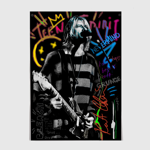 Постеры с принтом Nirvana teen spirit art, вид спереди №1