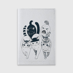 Обложка для паспорта матовая кожа Любопытные кошки