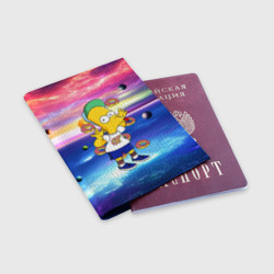Обложка для паспорта матовая кожа Барт Симпсон с пончиками в космическом пространстве - фото 2