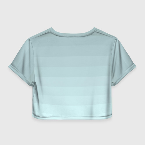 Женская футболка Crop-top 3D Голубые горизонтальные полосы  градиент, цвет 3D печать - фото 2