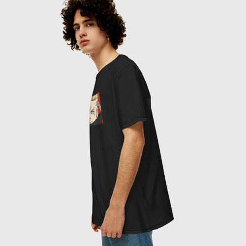Мужская футболка хлопок Oversize с принтом Кен Рюгуджи, вид сбоку #3