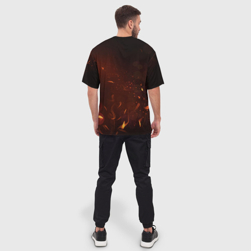 Мужская футболка oversize 3D Пожарный с топором, цвет 3D печать - фото 4
