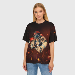 Женская футболка oversize 3D Пожарный с топором - фото 2