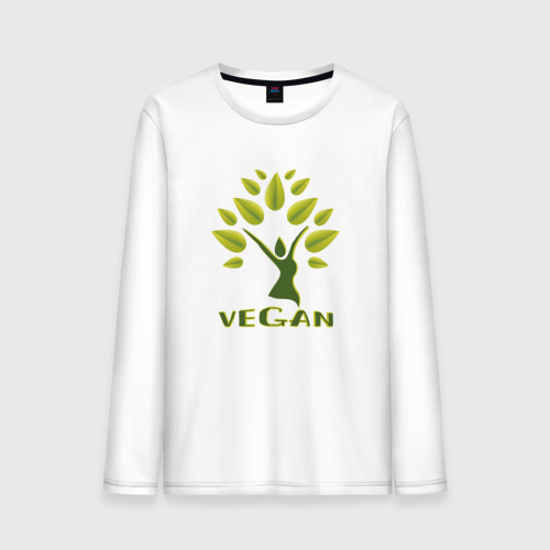 Мужской лонгслив хлопок Vegan tree, цвет белый