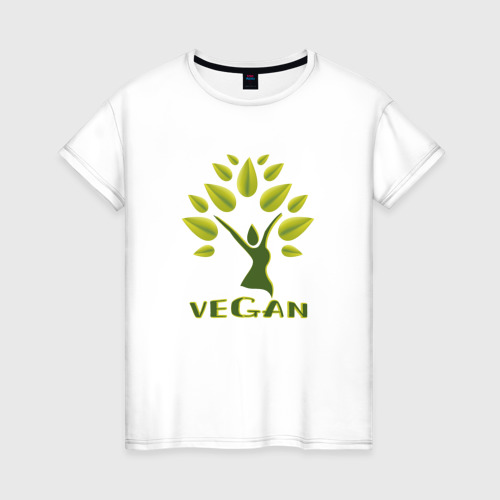 Женская футболка хлопок Vegan tree, цвет белый