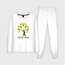 Женская пижама с лонгсливом хлопок Vegan tree