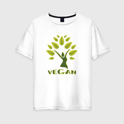 Женская футболка хлопок Oversize Vegan tree