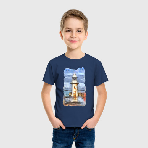 Детская футболка хлопок Старый маяк, цвет темно-синий - фото 3