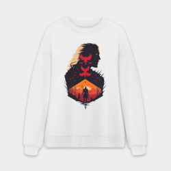 Мужской свитшот oversize без начеса хлопок Геральт из Ривии
