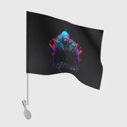 Флаг для автомобиля Witcher in neon style