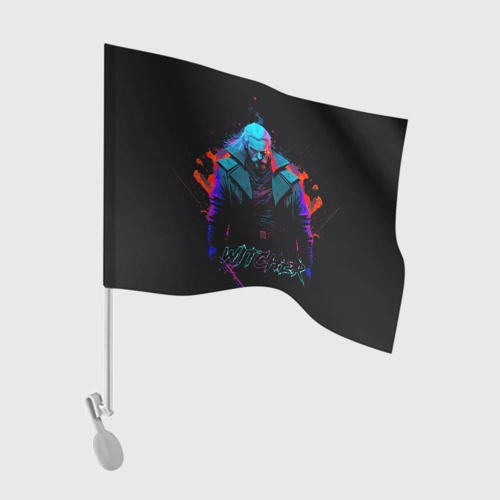 Флаг для автомобиля Witcher in neon style