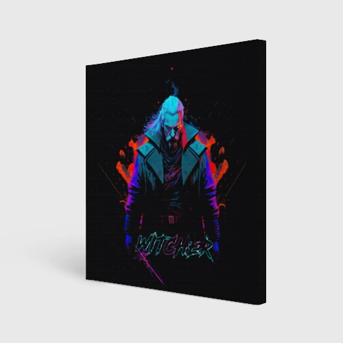 Холст квадратный Witcher in neon style