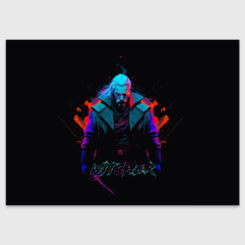 Поздравительная открытка Witcher in neon style