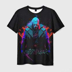 Мужская футболка 3D Witcher in neon style