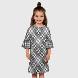 Детское платье 3D Черно белый узор в косую клетку - фото 2
