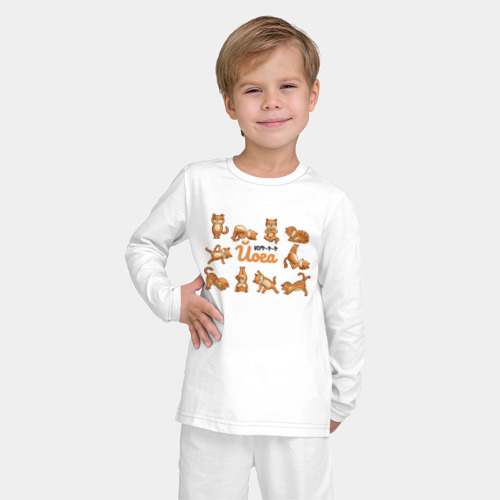 Детская пижама с лонгсливом хлопок с принтом Мур йога, фото на моделе #1