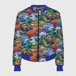 Женский бомбер 3D Dinosaur pasture