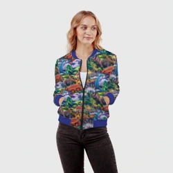 Женский бомбер 3D Dinosaur pasture - фото 2