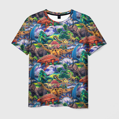 Мужская футболка с принтом Dinosaur pasture, вид спереди №1