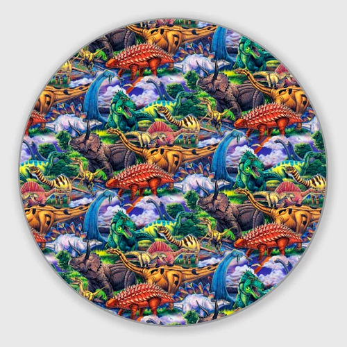 Круглый коврик для мышки Dinosaur pasture