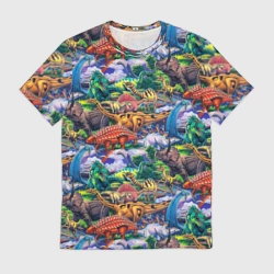 Мужская футболка 3D Dinosaur pasture