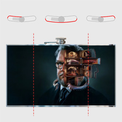 Фляга с принтом Guillermo del Toro Cabinet of Curiosities для любого человека, вид спереди №5. Цвет основы: металл