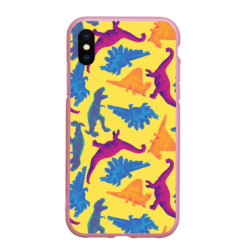 Чехол для iPhone XS Max матовый Dinosaur toys, цвет розовый