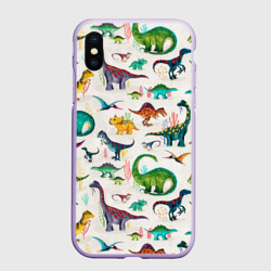 Чехол для iPhone XS Max матовый Painted dinosaurs