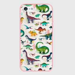 Чехол для iPhone 5/5S матовый Painted dinosaurs