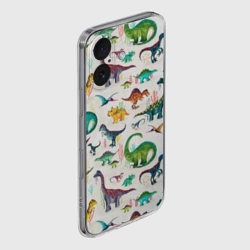 Чехол для iPhone 16 силиконовый с защитой камеры Painted dinosaurs - фото 2