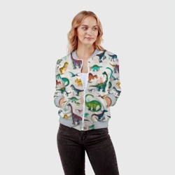 Женский бомбер 3D Painted dinosaurs - фото 2