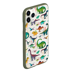 Чехол для iPhone 11 Pro Max матовый Painted dinosaurs - фото 2