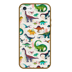 Чехол для iPhone 5/5S матовый Painted dinosaurs