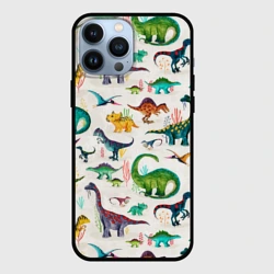 Чехол для iPhone 13 Pro Max Painted dinosaurs