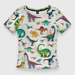 Женская футболка 3D Slim Painted dinosaurs