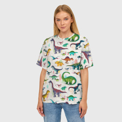 Женская футболка oversize 3D Painted dinosaurs - фото 2