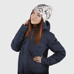 Шапка 3D c помпоном Drawn dinosaurs steps: стего, дипло и тиранозавры - паттерн динозавров - фото 2