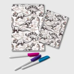 Блокнот Drawn dinosaurs steps: стего, дипло и тиранозавры - паттерн динозавров