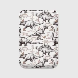Картхолдер Magsafe магнитный Drawn dinosaurs steps: стего, дипло и тиранозавры - паттерн динозавров