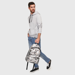 Рюкзак с принтом Drawn dinosaurs steps для любого человека, вид спереди №5. Цвет основы: белый