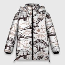 Женская зимняя куртка Oversize Drawn dinosaurs steps