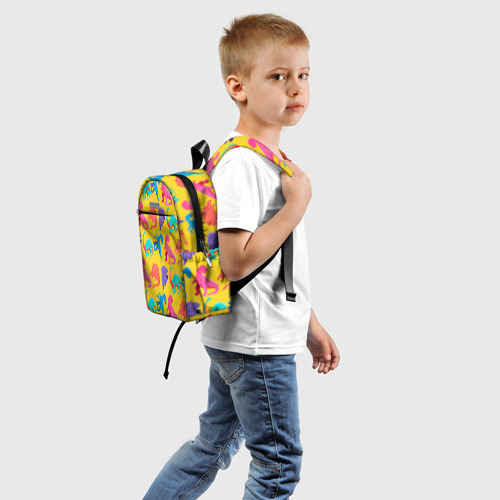 Детский рюкзак 3D с принтом Coloured dinosaur, вид сзади #1