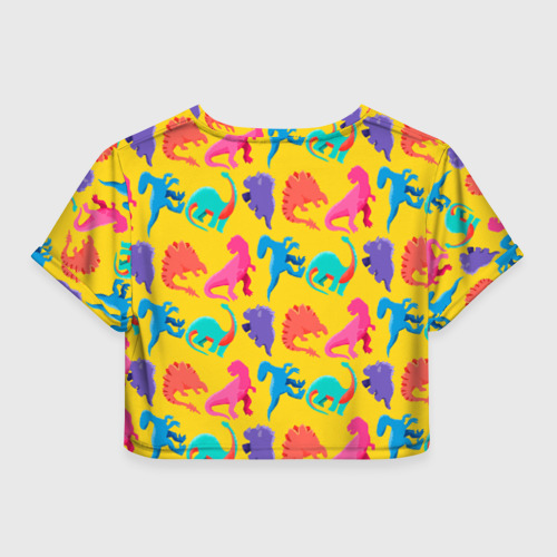 Женская футболка Crop-top 3D Coloured dinosaur, цвет 3D печать - фото 2