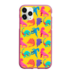 Чехол для iPhone 11 Pro Max матовый Coloured dinosaur