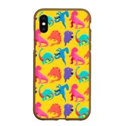 Чехол для iPhone XS Max матовый Coloured dinosaur