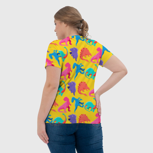 Женская футболка 3D Coloured dinosaur, цвет 3D печать - фото 7